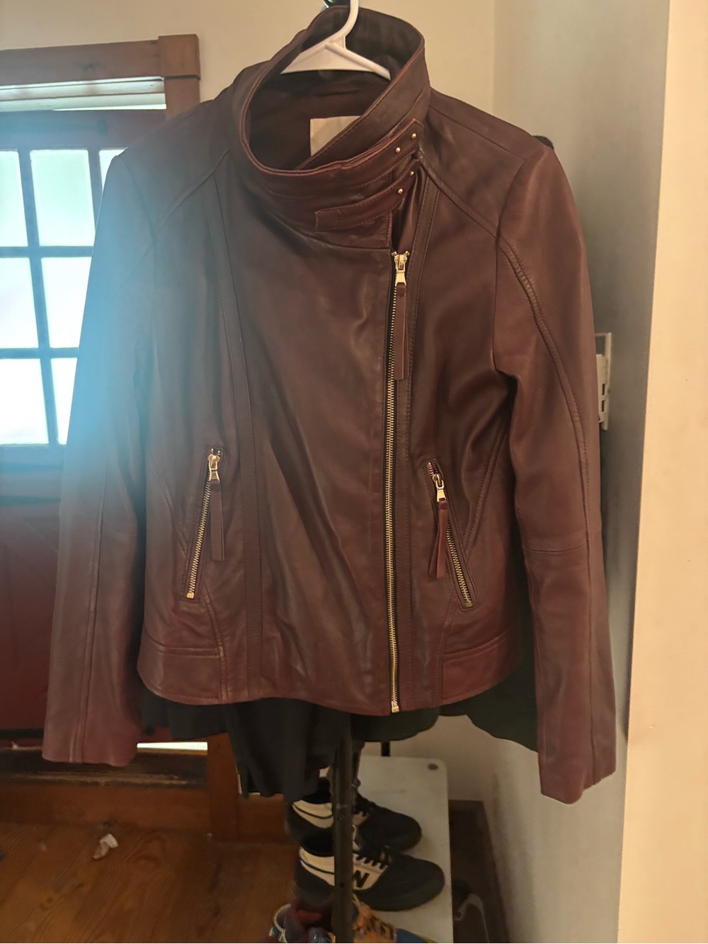 Women’s Leather Asymmetrical Zip Jacket